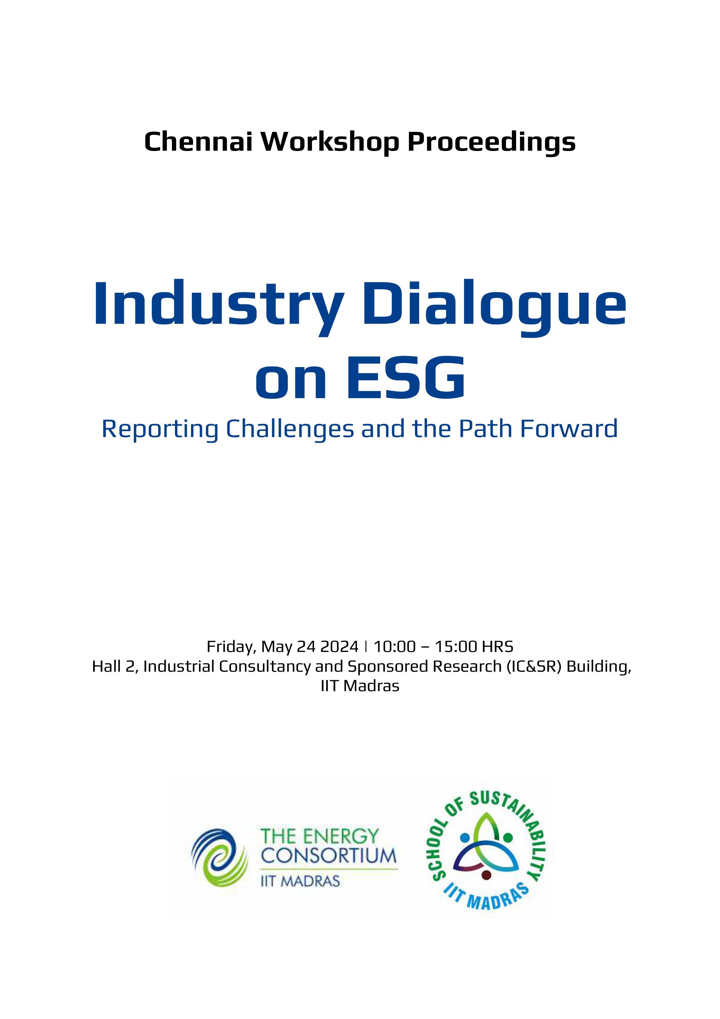 Industry Dialogue on ESG - Reporting Challenges and the Path Ahead
